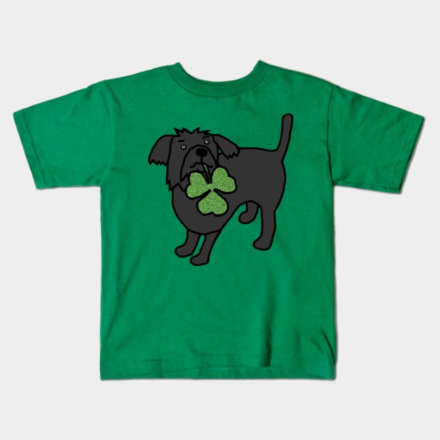 Dog Holding Shamrock for St Patricks Day Kids T-Shirt by ellenhenryart